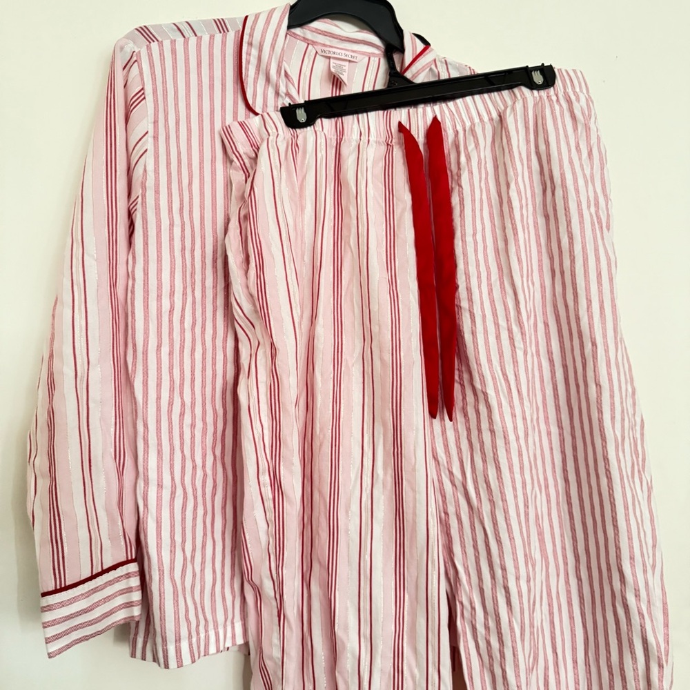Victoria's Secret striped flannel pajama set size L
